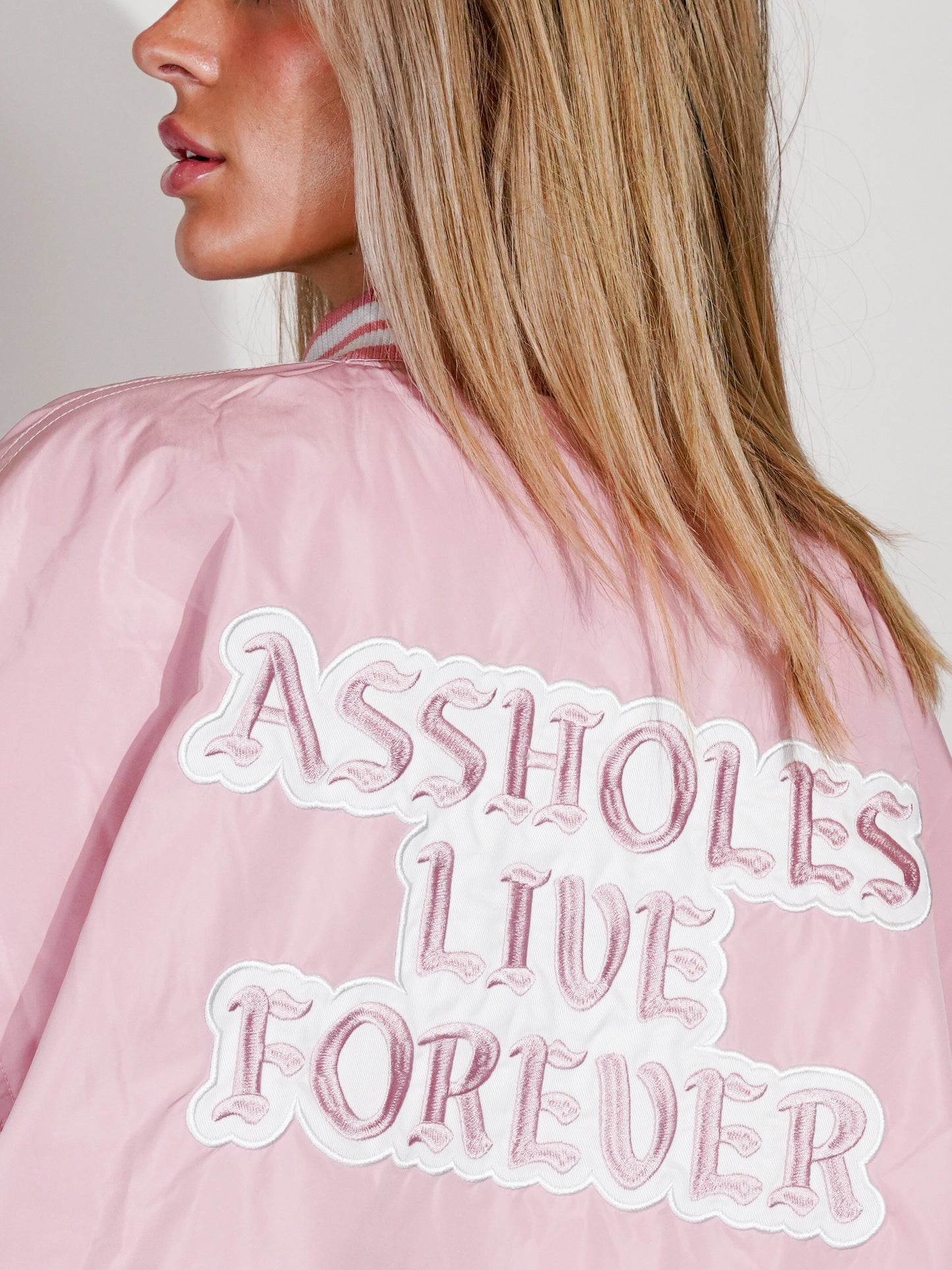 A.L.F. - CROSSBONES UNISEX PINK BOMBER JACKET