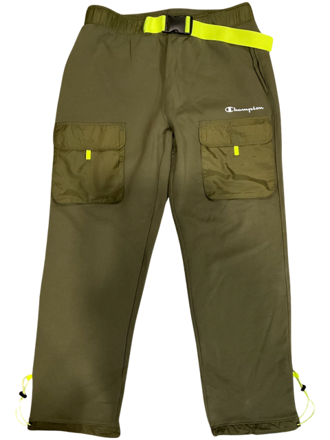 CHAMPION MEN'S SIDELINE JOGGERS Olive With Neon Belt
