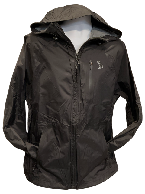 OVO-Black Zip Up Rain Jacket With Hood