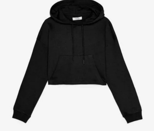 BERSHKA Black Crop Hoodie