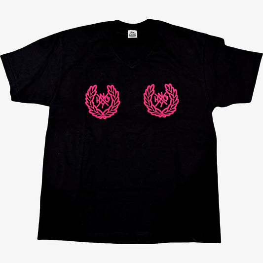 NYHC x ProClub - Black/Pink Double Logo V-neck - XL