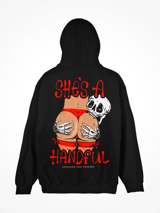 A.L.F - Black garment dyed Hoodie - "She's A Handful"
