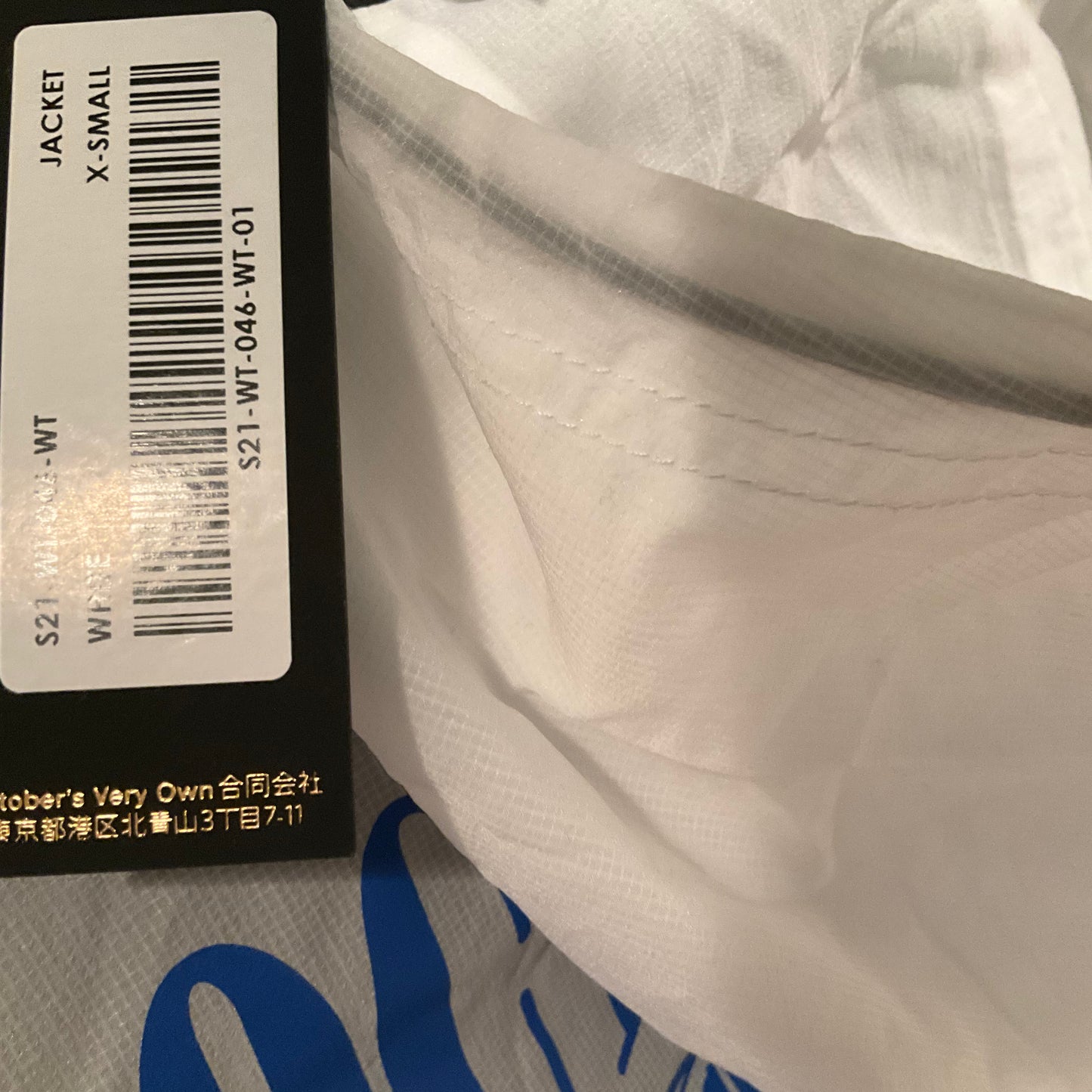 OVO - WHITE/BLACK WORLD TOUR TRANSLUCENT ZIP UP JACKET (XXL)