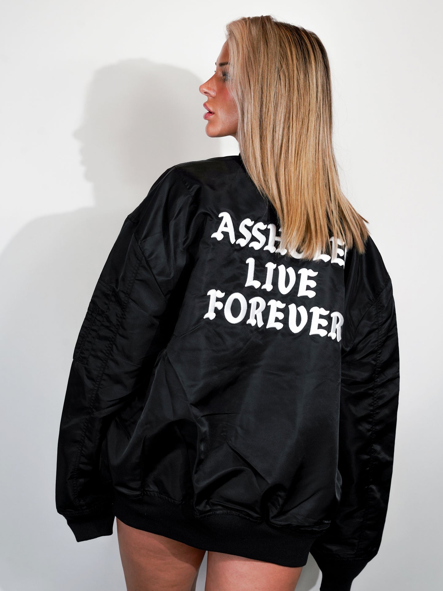 A.L.F. UNISEX BLACK ORANGE REVERSIBLE BOMBER JACKET