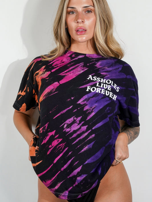 ASSHOLES LIVE FOREVER PURPLE TIGER TIE DYE TEE