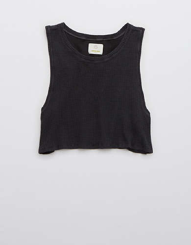 OFFLINE By Aerie Wow! Waffle Tank Top black