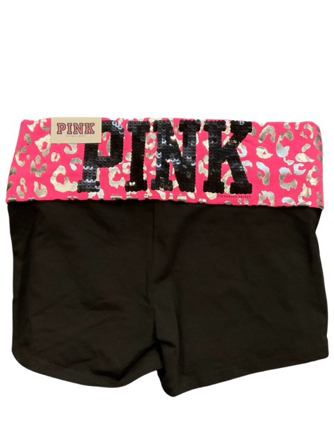 PINK Black Sequin Logo Vintage Shorts Pink/Gold Detail