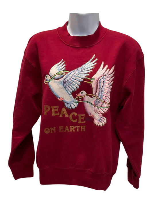 Vintage Peace on Earth Dove Animal Nature crewneck