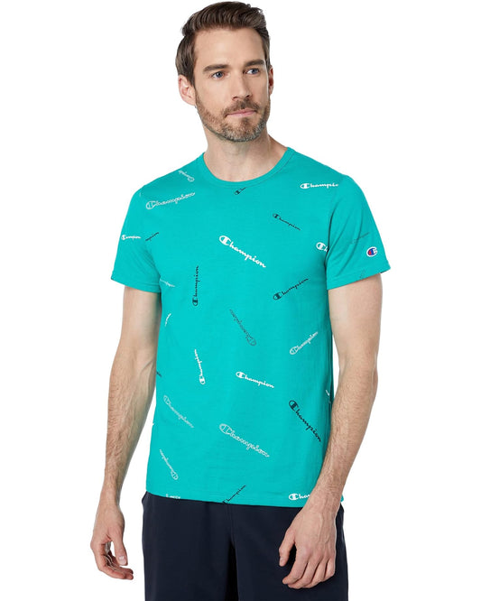 Champion - Teal Classic Logo All Over Print Tee