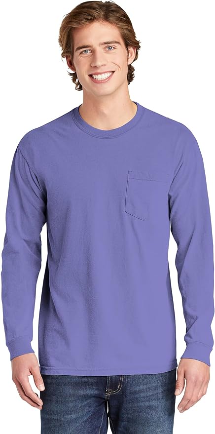 Comfort Colors Long Sleeve Garment Dyed Pocket Tee