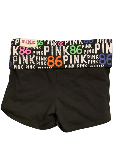 PINK Black Multi Color Logo Vintage Shorts