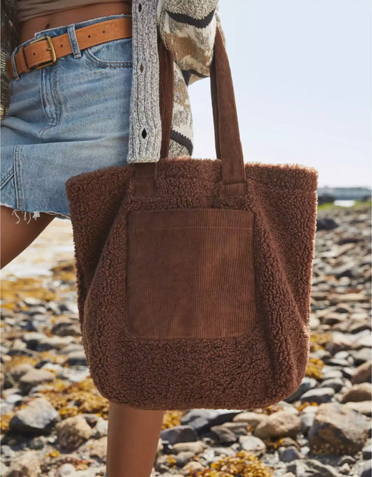 AE Cozy Corduroy Sherpa Tote Bag