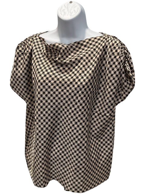 Ann Taylor Factory Houndstooth Blouse Cowl Neck