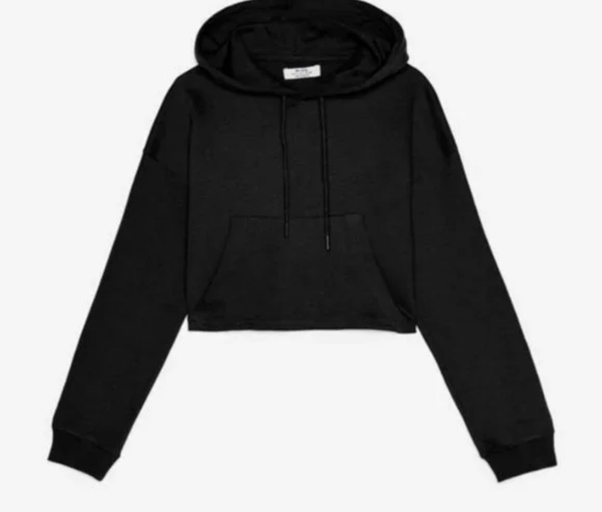 BERSHKA Black Crop Hoodie