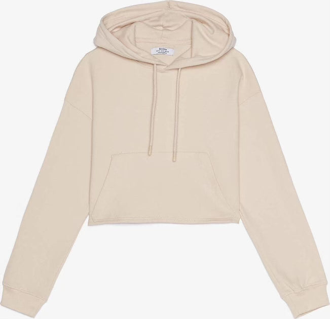 BERSHKA Cropped Hoodie Pink