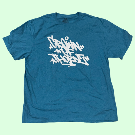 Crown of Thornz - Teal Crewneck Handstyle Tee - 2XL