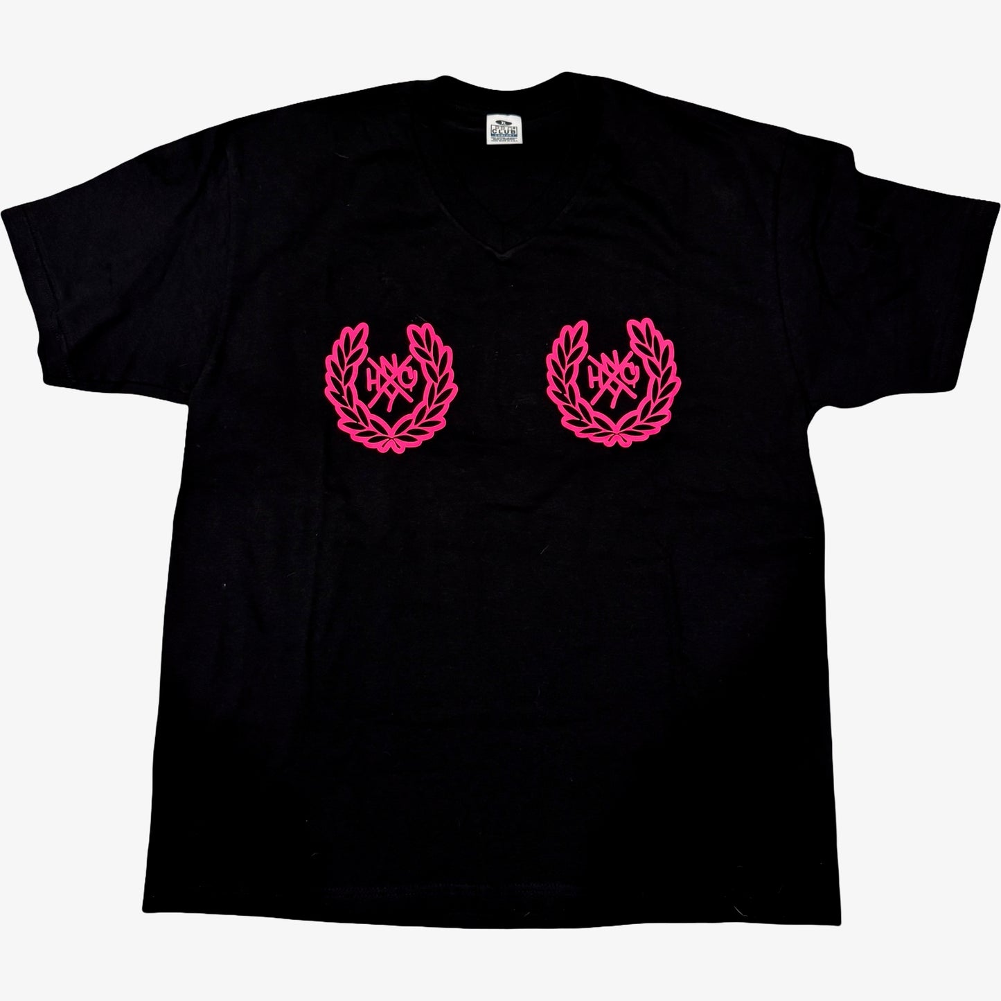 NYHC x ProClub - Black/Pink Double Logo V-neck - XL