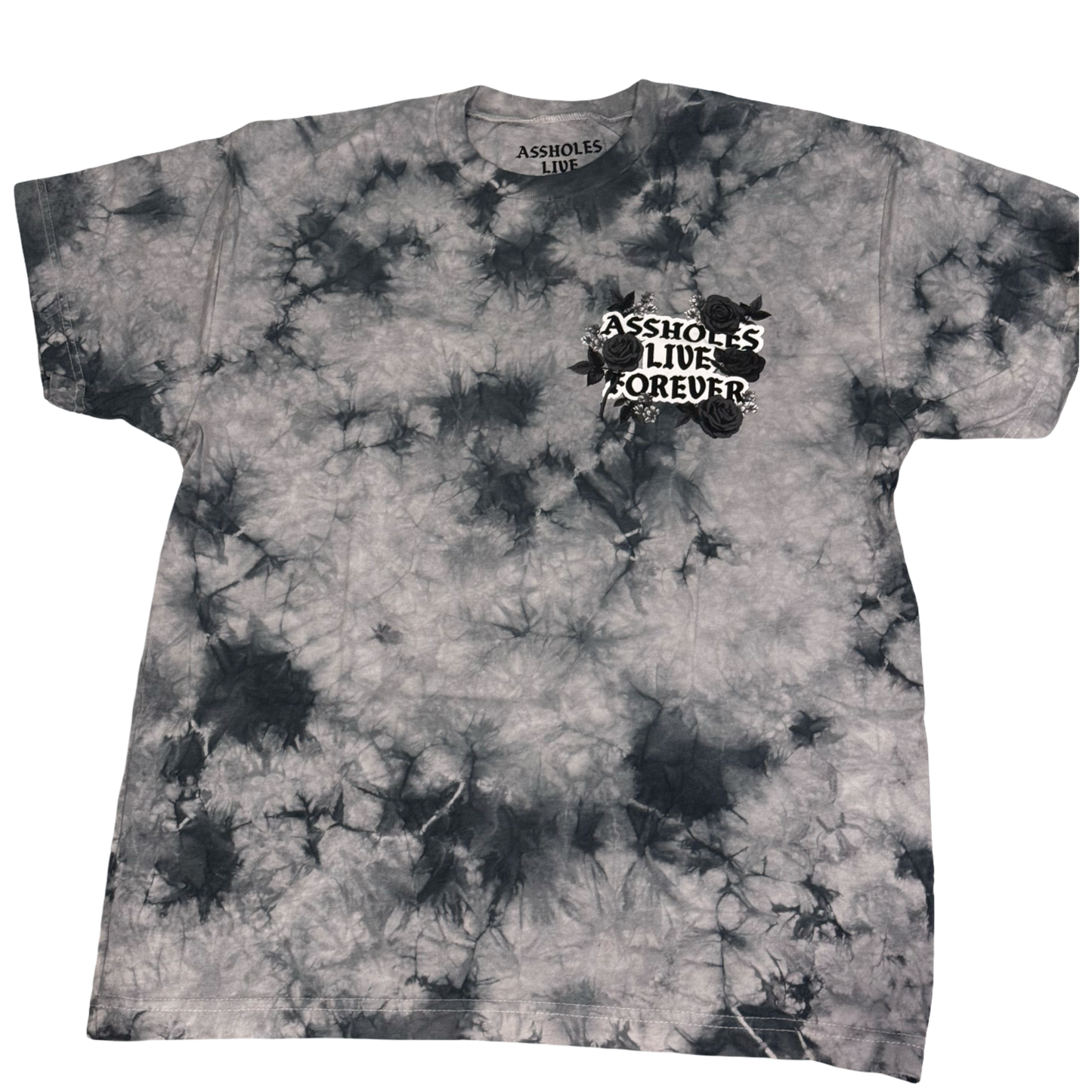 Assholes Live Forever - Black Roses Graphite Tie Dye Tee