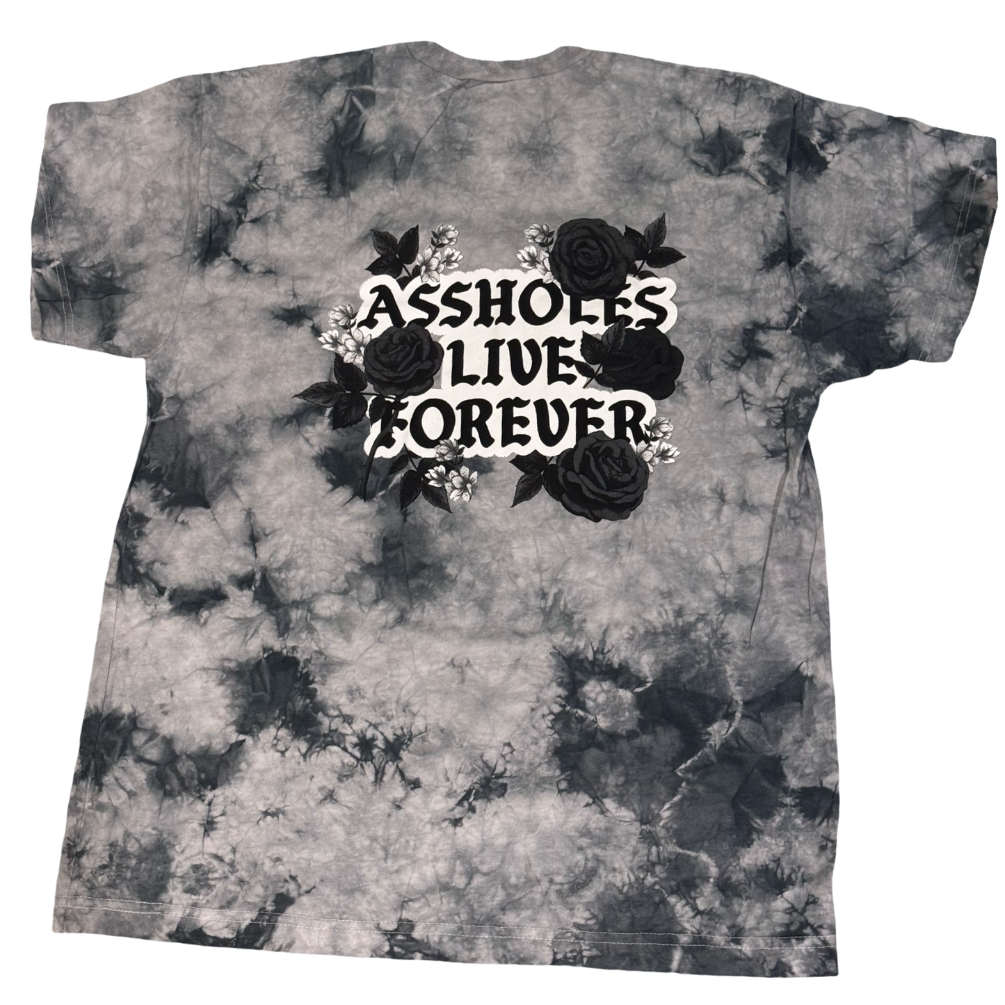 Assholes Live Forever - Black Roses Graphite Tie Dye Tee