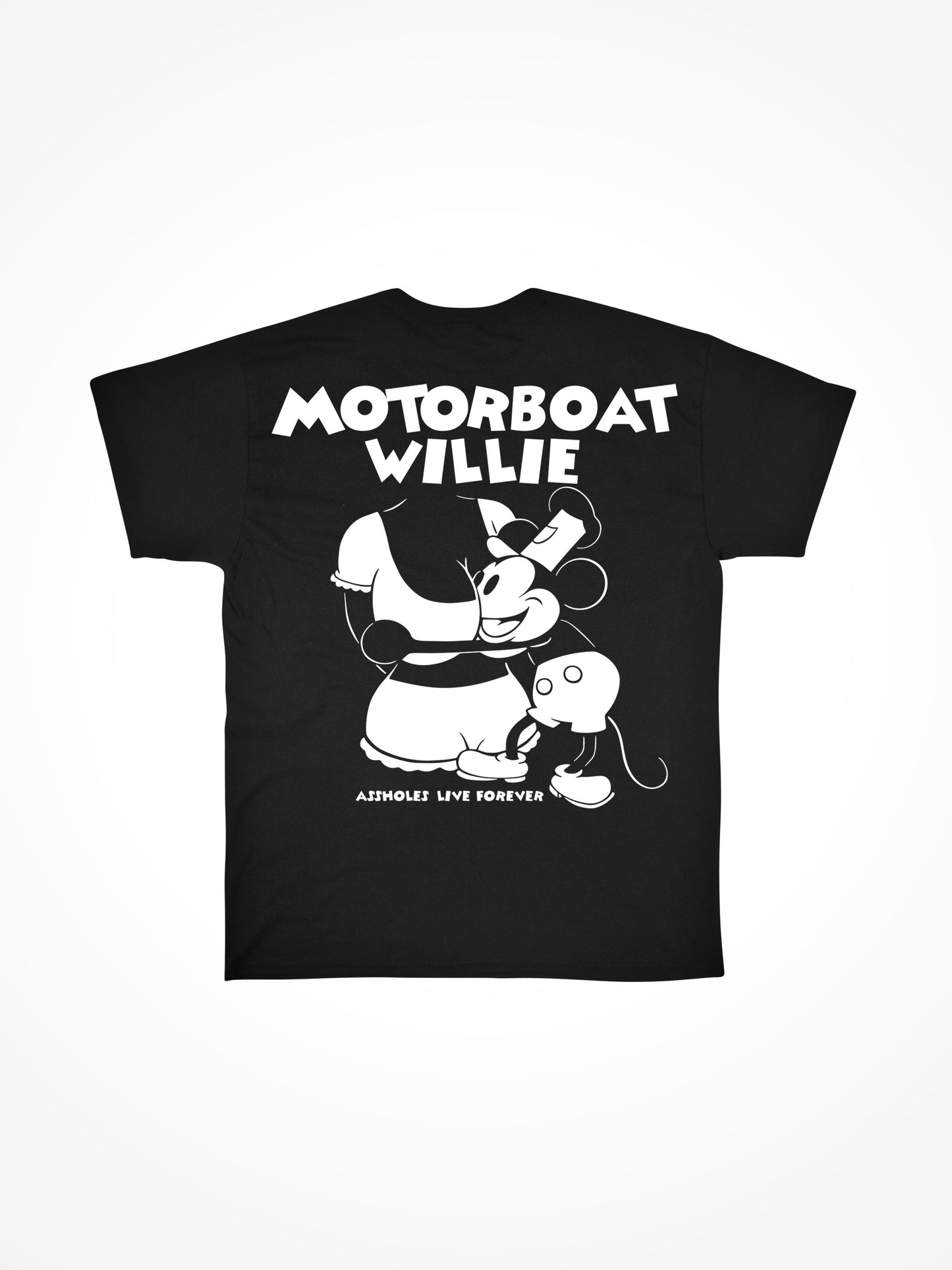 A. L. F. MOTORBOAT WILLIE BLACK TEE