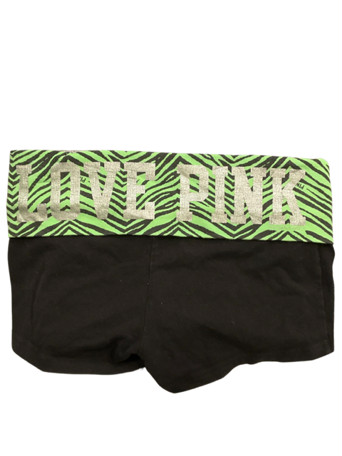 PINK Silver Glitter Logo Vintage Shorts Neon Green/Black Detail