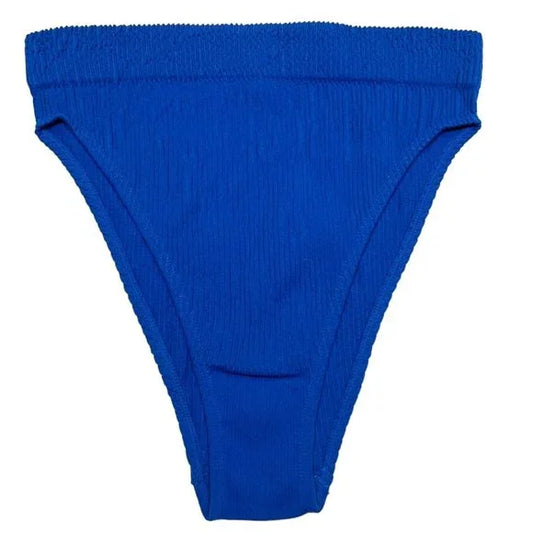 Aerie High Cut Bikini Pantie Underwear Royal Blue Ribbed