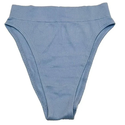 AERIE High Cut Bikini Pantie Underwear Light Blue Ribbed