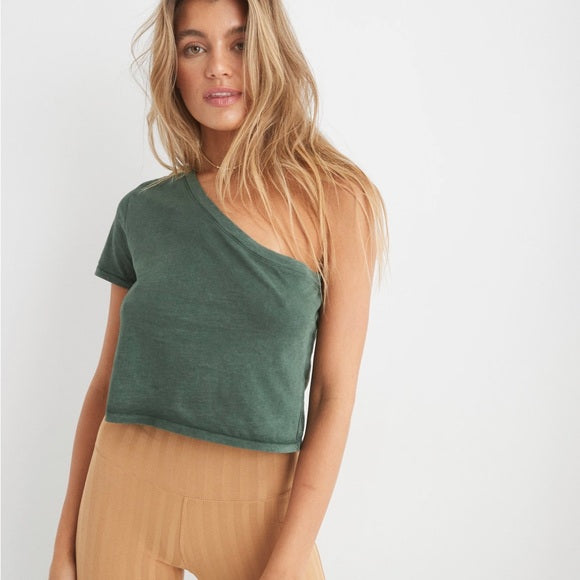 Aerie One Shoulder Baby T-Shirt/ Green