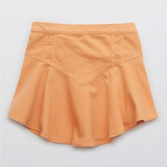 Aerie Denim Circle Mini Skirt Denim/ Orange