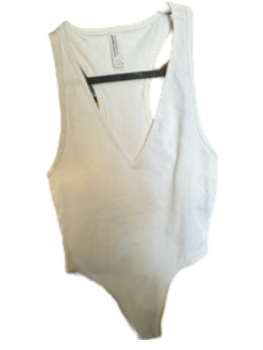 American Apparel White V-Neck Racerback BodySuit