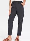 Womens Black Gathered Waist Button Closure Cotton Pants