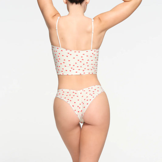 SKIMS LIMITED EDITION-Picot Trim Tanga/ Ruby Heart Print