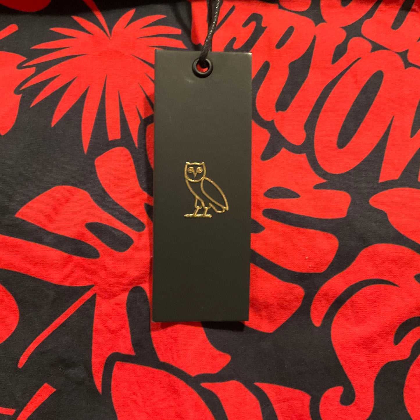 OVO - RED/BLACK - HAWAIIAN SHORT SLEEVE BUTTON DOWN SHIRT (LARGE)