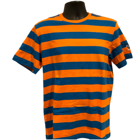 OVO - ORANGE/BLUE STRIPED SHORT SLEEVE T-SHIRT (MEDIUM)