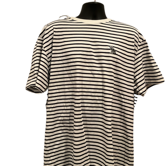 OVO - BLACK/WHITE NAUTICAL STRIPED T-SHIRT (XXXL)