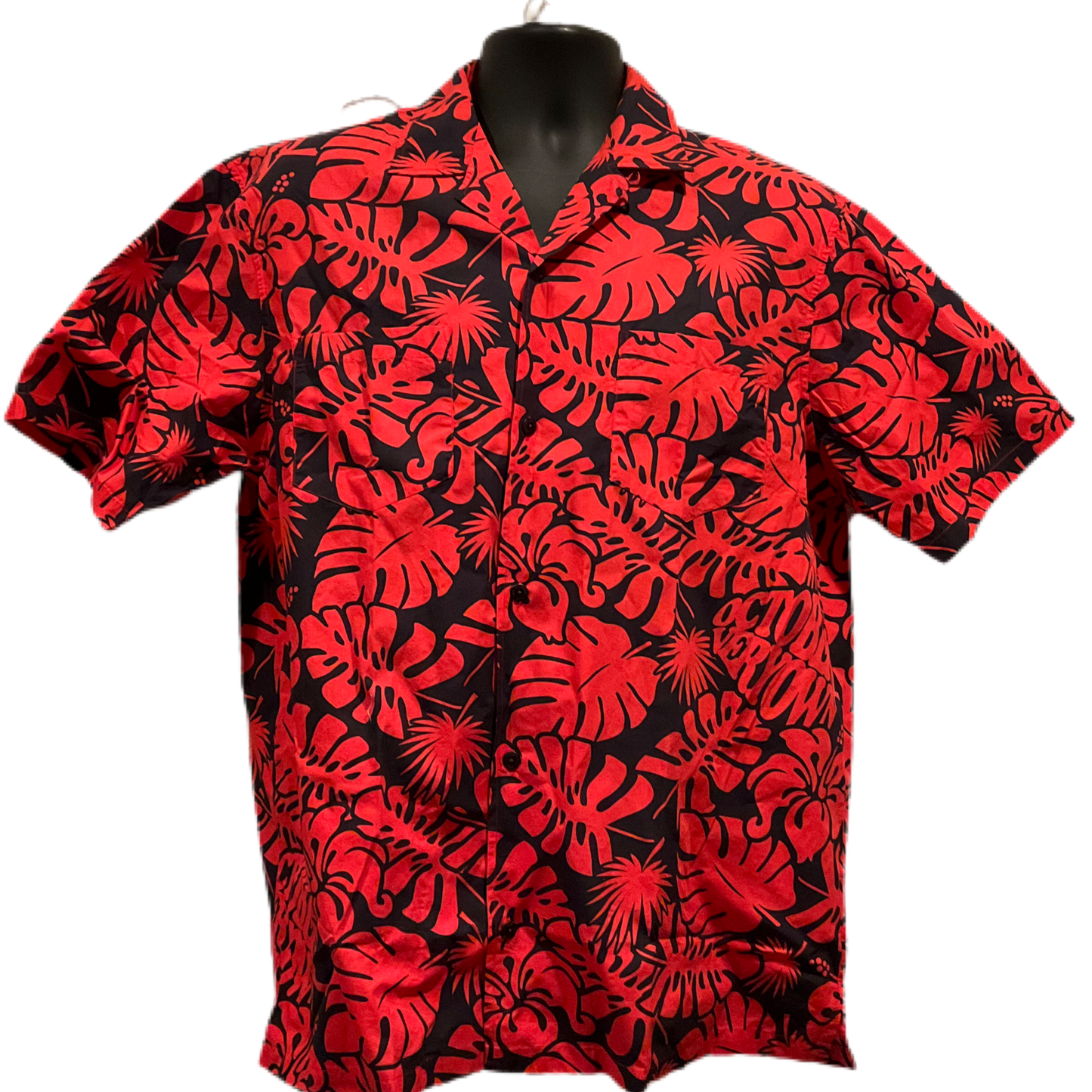 OVO - RED/BLACK - HAWAIIAN SHORT SLEEVE BUTTON DOWN SHIRT (LARGE)