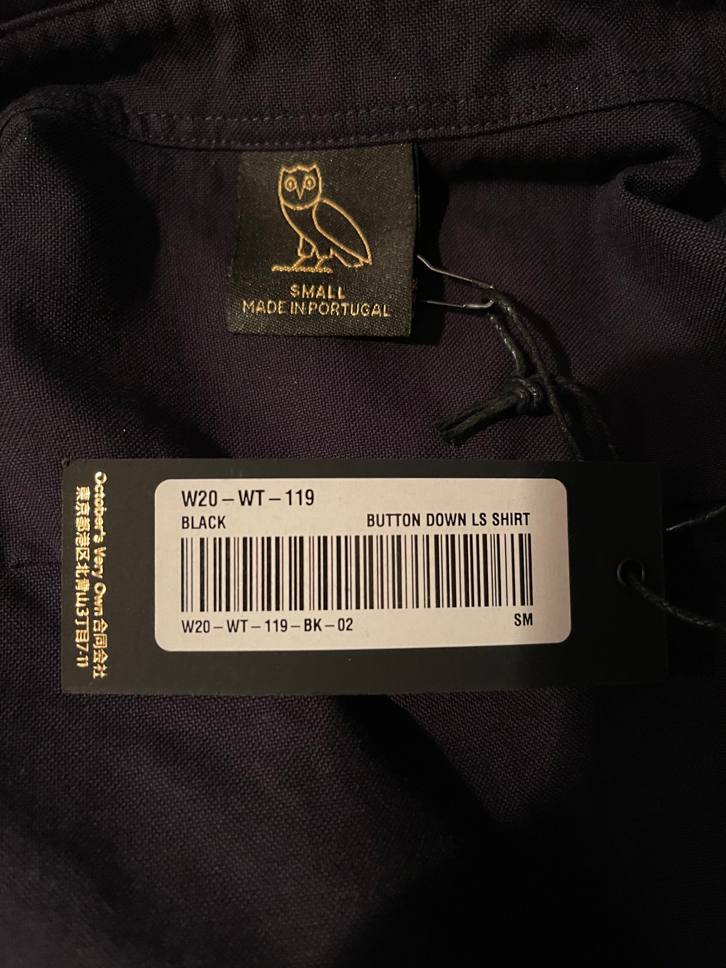 OVO - BLACK LONG SLEEVE DRESS SHIRT (SMALL)