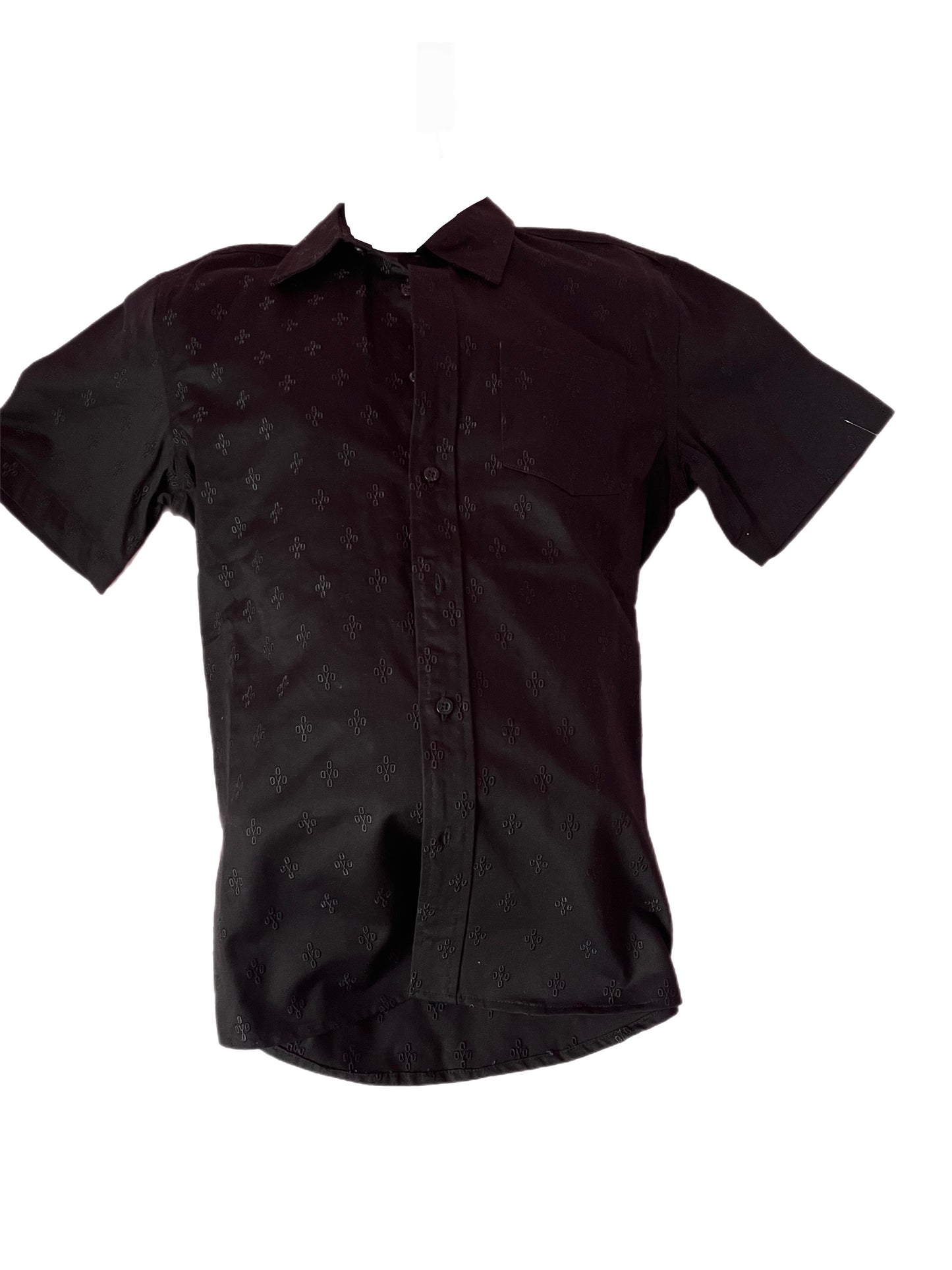 OVO - BLACK SHORT SLEEVE MONOGRAM BUTTON DOWN SHIRT (SMALL/LARGE)